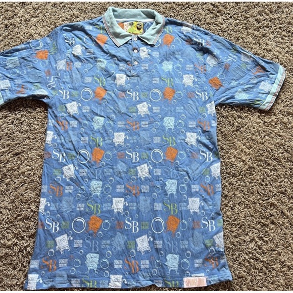 JH Design Nickelodeon Spongebob Squarepants Polo Shirt XL Y2K Retro 2007‎